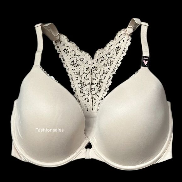 Victorias Secret Body Lined Demi Supersoft Smooth Lace Racerback Bra Champagne - Picture 1 of 7
